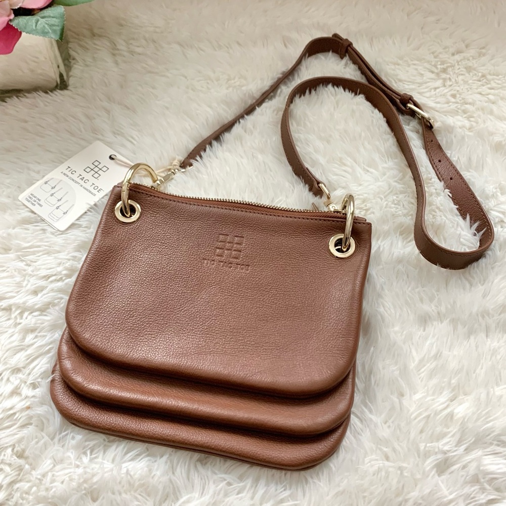 NWT Tic Tac Toe Minime Leather Interchangeable Crossbody Bag